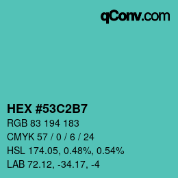 颜色代码: HEX #53C2B7 | qconv.com