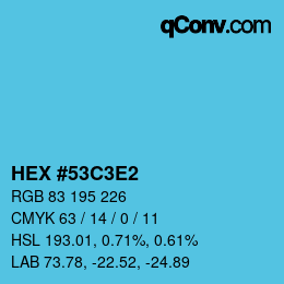 カラーコード: HEX #53C3E2 | qconv.com