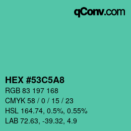 カラーコード: HEX #53C5A8 | qconv.com