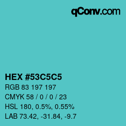 Color code: HEX #53C5C5 | qconv.com