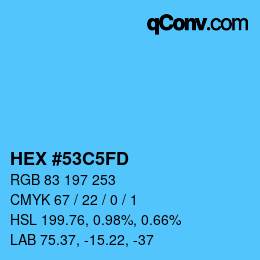 颜色代码: HEX #53C5FD | qconv.com