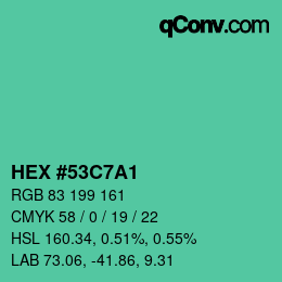 Color code: HEX #53C7A1 | qconv.com