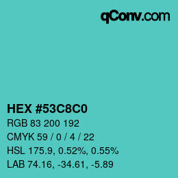 Color code: HEX #53C8C0 | qconv.com