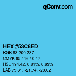 カラーコード: HEX #53C8ED | qconv.com