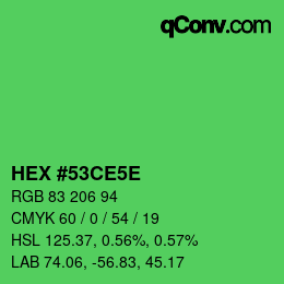 Color code: HEX #53CE5E | qconv.com