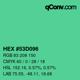 Color code: HEX #53D096 | qconv.com