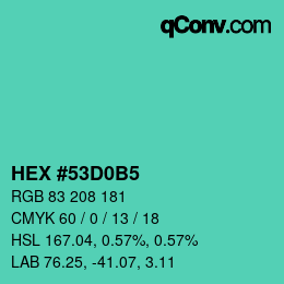 カラーコード: HEX #53D0B5 | qconv.com