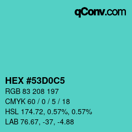 カラーコード: HEX #53D0C5 | qconv.com