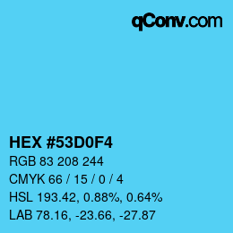 Farbcode: HEX #53D0F4 | qconv.com