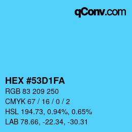 Color code: HEX #53D1FA | qconv.com