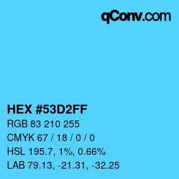 Color code: HEX #53D2FF | qconv.com
