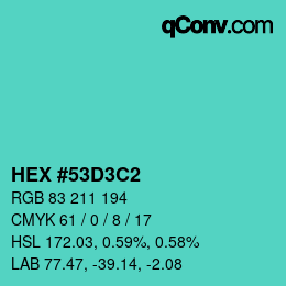 Color code: HEX #53D3C2 | qconv.com