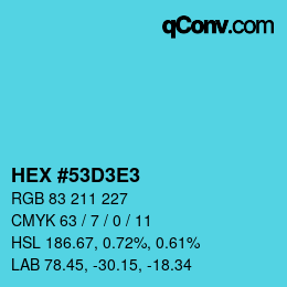 Color code: HEX #53D3E3 | qconv.com