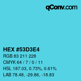 Color code: HEX #53D3E4 | qconv.com
