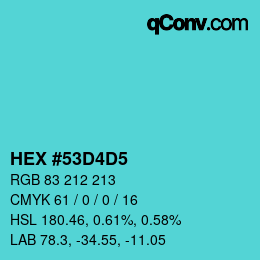 颜色代码: HEX #53D4D5 | qconv.com
