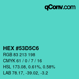 颜色代码: HEX #53D5C6 | qconv.com