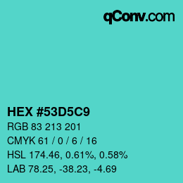 Color code: HEX #53D5C9 | qconv.com