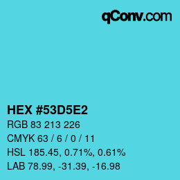 カラーコード: HEX #53D5E2 | qconv.com