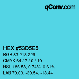 Farbcode: HEX #53D5E5 | qconv.com