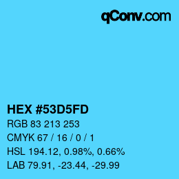カラーコード: HEX #53D5FD | qconv.com
