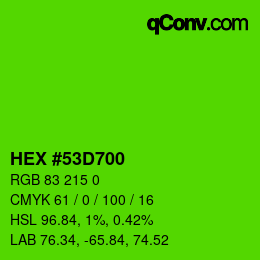 Color code: HEX #53D700 | qconv.com