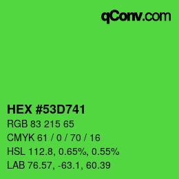 Color code: HEX #53D741 | qconv.com
