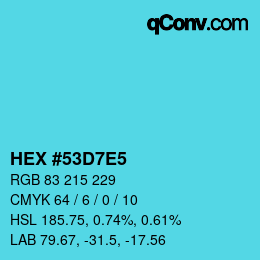 Color code: HEX #53D7E5 | qconv.com