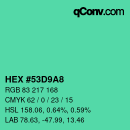 Farbcode: HEX #53D9A8 | qconv.com