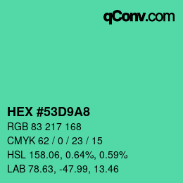 Color code: HEX #53D9A8 | qconv.com