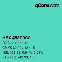 Color code: HEX #53D9C0 | qconv.com