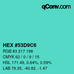 カラーコード: HEX #53D9C6 | qconv.com
