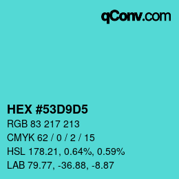 Color code: HEX #53D9D5 | qconv.com