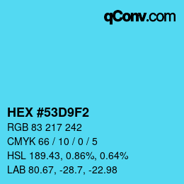 Color code: HEX #53D9F2 | qconv.com
