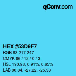 Color code: HEX #53D9F7 | qconv.com
