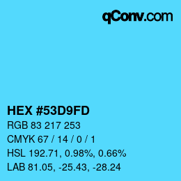 Color code: HEX #53D9FD | qconv.com