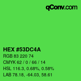 Color code: HEX #53DC4A | qconv.com