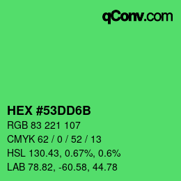 カラーコード: HEX #53DD6B | qconv.com