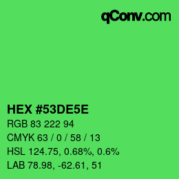 Color code: HEX #53DE5E | qconv.com