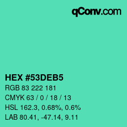 Color code: HEX #53DEB5 | qconv.com