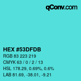 カラーコード: HEX #53DFDB | qconv.com