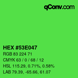 Color code: HEX #53E047 | qconv.com