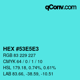 Color code: HEX #53E5E3 | qconv.com