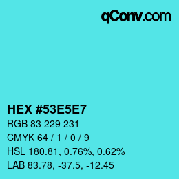 Color code: HEX #53E5E7 | qconv.com