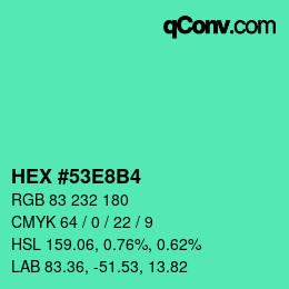 Color code: HEX #53E8B4 | qconv.com