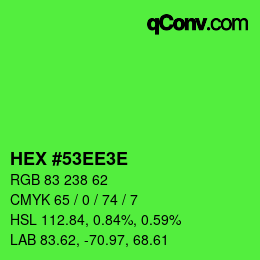 Color code: HEX #53EE3E | qconv.com