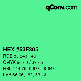 Color code: HEX #53F395 | qconv.com