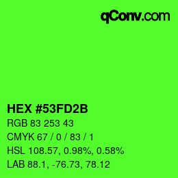 颜色代码: HEX #53FD2B | qconv.com
