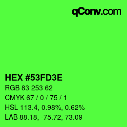 Farbcode: HEX #53FD3E | qconv.com