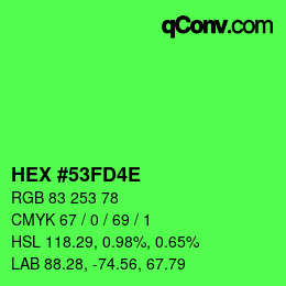 Color code: HEX #53FD4E | qconv.com