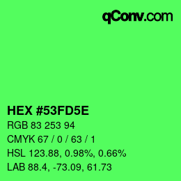 カラーコード: HEX #53FD5E | qconv.com